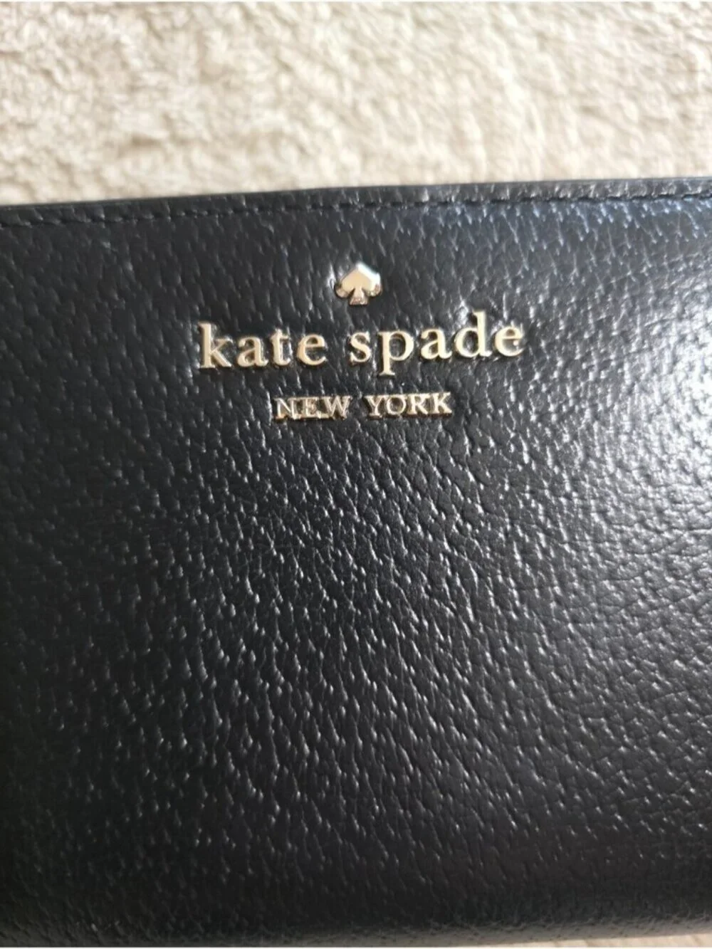 Kate Spade Small Bifold Wallet Black Textured Leather